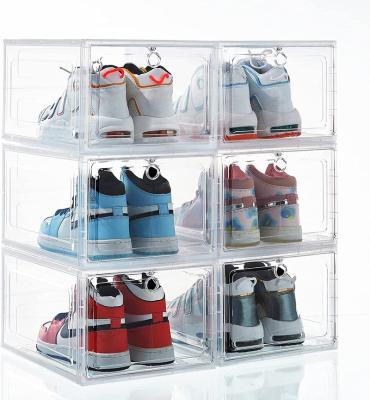 China Stackable Organizer Bin Drawer Front Opening Shoe Holder Shoe Storage Box Viable Case for sale