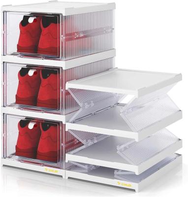 China Stymeto 3 Layers Shoebox Viable Shoe Organizer Foldable Shoe Boxes Installation Free Shoe Storage Box for sale