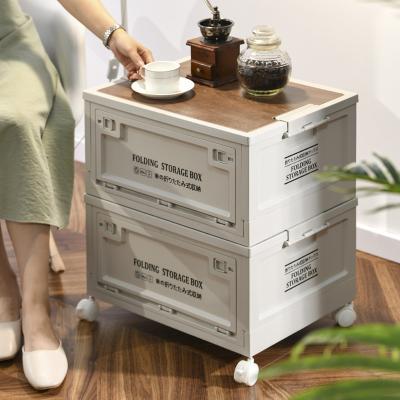 China Freshness Keeping Folding Car Trunk Storage Box Cover Camping Picnic BBQ Car Food Container Wooden Organizer Box for sale