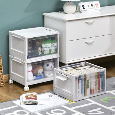 China Book Sorting Household Folding Plastic Storage Boxes Freshness Preservation Transparent Double Door Storage Boxes Student Cabinet for sale