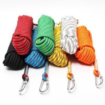 China High strength high altitude outdoor colorful climbing rope 9mm 10mm 12mm 14mm staticclimbing rope for sale