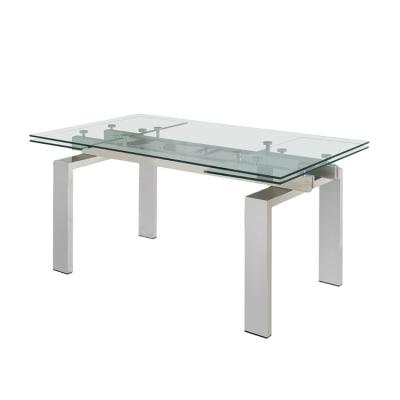 China Extendable New Products In Promotion Rectangular Extension Glass Top Dining Table Set Extendable Dining Tables for sale