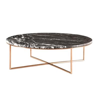 China Convertible High End Round Glass Leg Living Room Table Gold Coffee Table Set Marble Top Coffee Table for sale