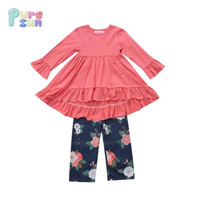 China Hot Sale Spandex/Cotton Soft Cute Pink Girl Dresses Infant Floral Print Pants Toddler Clothing Kids Outfit Set for sale