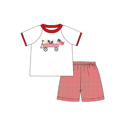 China Holiday Puresun Independence Day Boys Small Sets 4th of July Kids Boutique High Quality Cotton 2 Piece Outfits for sale