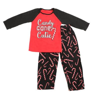 China Holiday Christmas Fall Pajamas Sets High Quality 100% Polyester 2 Piece Sets Shear Long Sleeve Kids Outfits for sale