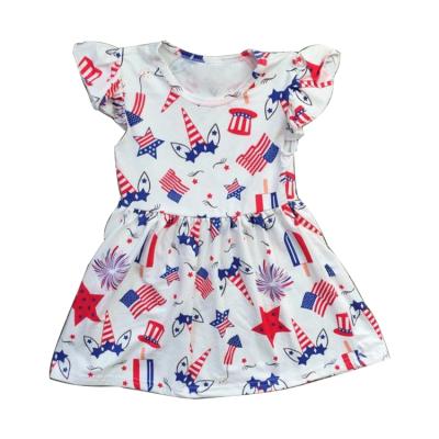 China Wholesale Breathable Children's Boutique 4th July Unicorn Printed Patriotic Children Girls Summer Sleeveless Dress for sale