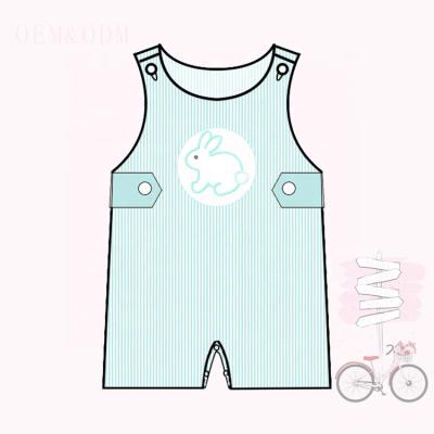 China Puresun Newborn Cotton Easter Baby Boy One-Suit Kids Outfits JonJon Kids Wear Rabbit Applique Romper Boutique for sale