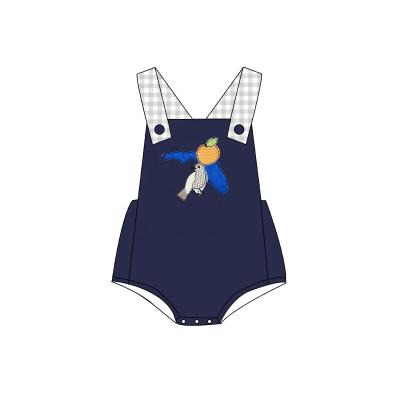 China Cotton Kids Boutique Boys Romper Summer Baby Romper Sleeveless Embroidered Toddler Boys Bubble Jumpsuits for sale