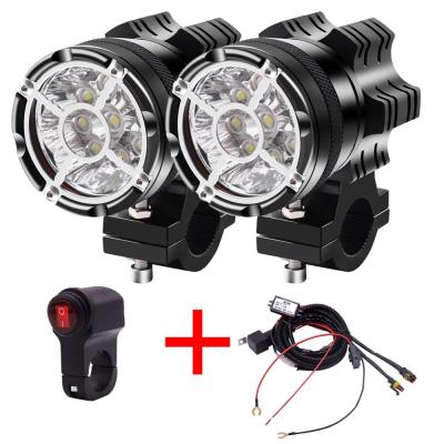 China Aluminum Alloy Black Waterproof Fog Light 90W Spotlight Chasing Headlight Wire Switch Motorcycle Lighting System for sale