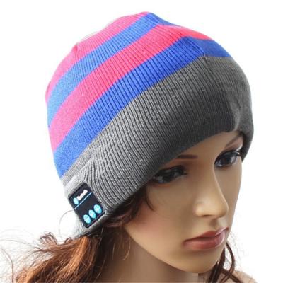 China In-ear wireless blue tooth hat knit stripped hat with earphones Handfree for music headphones wireless blue tooth hat for sale