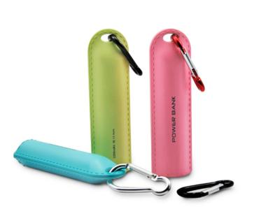 China Promotional Mini Power Bank 2600mAh Fast Charging Support CPU Portable Leather Key Chain with USB Cable for sale