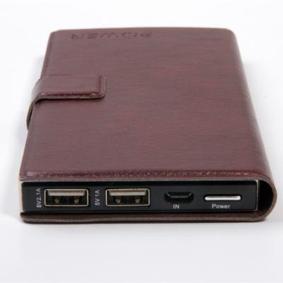 China Original Wallet Style Promotion Gifts 8000mAh PU Leather Power Bank For Mobile Phone for sale