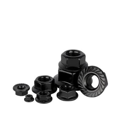 China Nozes de flange hexagonais de zinco preto M4 M5 M6 M8 M10 com flange e revestidas de zinco à venda