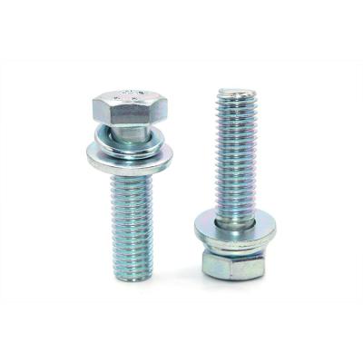 China GB Standard Black Galvanized Hexagon Head Bolt with Spring and Washer Combination Screw for sale