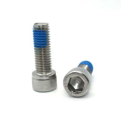 China Aço inoxidável SS304 Hexagon Socket Head Bolt com tampa de parafuso de bloqueio de nylon de revestimento azul à venda