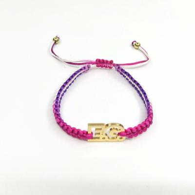 China Colorful braided bracelet with crystal bead charm with charms, handmade rope bracelet with logo for sale