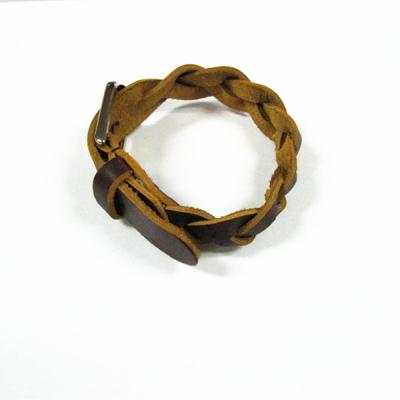 China Handmade simple classic empty brown braid leather bracelet or leather bracelet adjust for sale