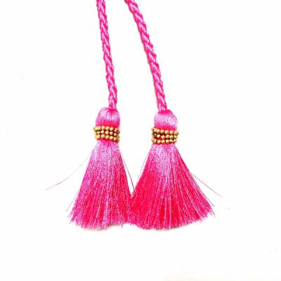 China Sustainable new style soft tassel for clothes and polyester tassel with mini bead for clothes for sale