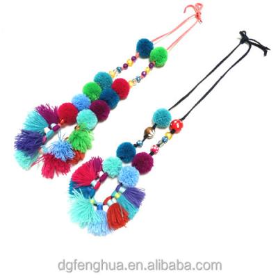 China Tassel Collar Beautiful Cotton High Quality Colorful Tassel Fringe Collar and Tassel for Clothes for sale