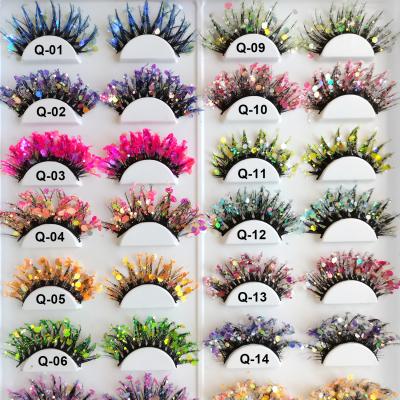 China 2021 Delicate New Glow In The Dark Lashes Halloween Christmas Lashes DIY Glitter Eyelashes for sale