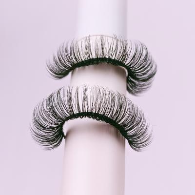 China Custom Wink Winged Eyelash Extensions With Lash Box D Curl Strip Lashes Russian Faux Curl Mink 13mm D C for sale