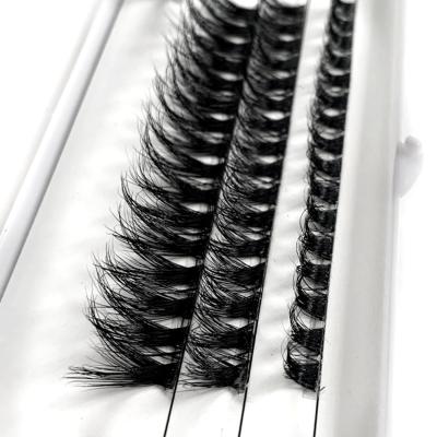 China Feather Private Label Lash Packaging Box DIY Your Shape Lash Clusters Clear Band Eyelashes for sale