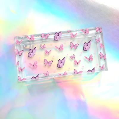 China Handmade Custom Package Create Your Own Empty Clear Butterfly Lash Acrylic Box Private Label Eyelash Case for sale