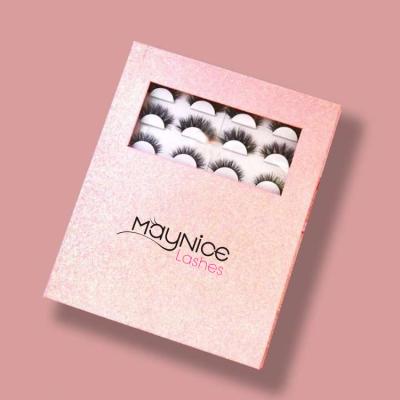 China Wholesale Fluffy Mink Eyelashes Lashpackaging Box 16Pairs Book Lashes Vendor Customized Lash Book With Riband for sale