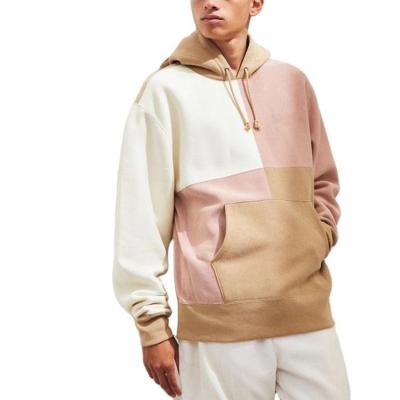 China Other New Fashion Kangaroo Pocket Patchwork Cotton Fleece Color Block Hoodies For Men for sale