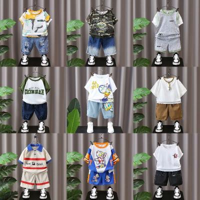 China Wholesale Casual Factory Children's New Cotton Short Sleeve T-shirt Two Sets Street Swapping Clothing Suit Boy Summer for sale