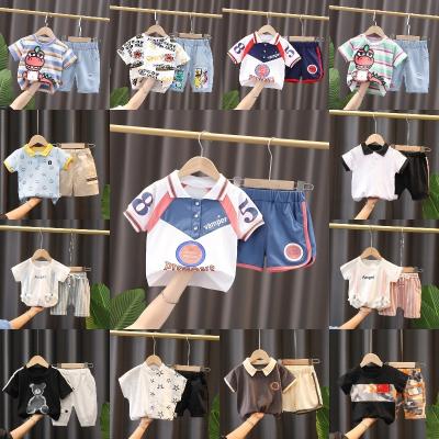 China Factory direct summer high quality children's cotton camisole cartoon two-piece casual crewneck T-shirt + shorts boys sheer for sale