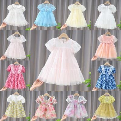 China 2023 Factory Wholesale Anti-wrinkle Summer Style Little Girl Princess Summer Skirt Children's Floral Dress New Bubble Sleeve Skirt for sale