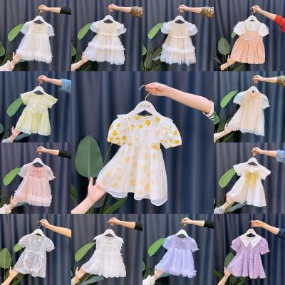 China Wholesale New Wave Dot Girl's Elegant Girl's Clothing Factory Summer Anti-wrinkle Puff Sleeve Party Princess Sweet Net Dress for sale