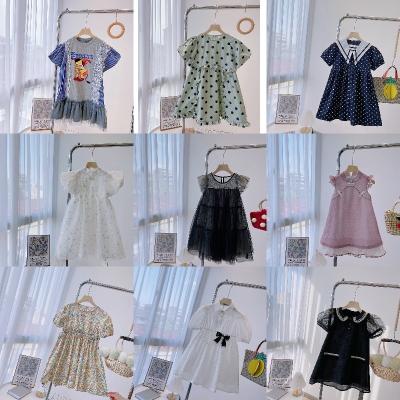 China Factory Wholesale Summer New Children Girls Princess Dress Lapel Puff Fluffy Casual Wear Anti-wrinkle for sale