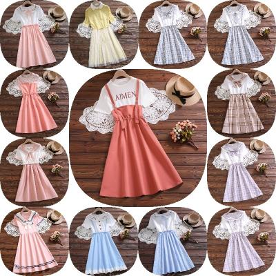 China New tide girls floral dress girls Anti-wrinkle factory summer pure cotton skirt children big foreign style short-sleeved girls children wholesale for sale