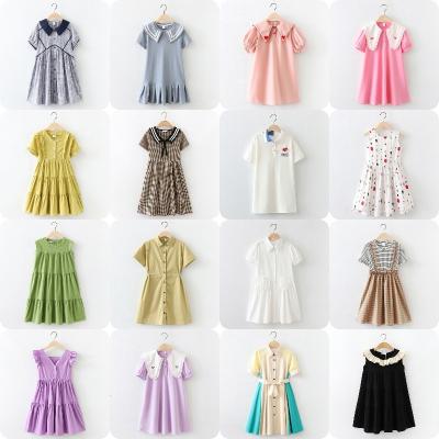 China Anti-wrinkle factory wholesale girl's lapel children's dress girl's polka dot gauze skirt floral ball gown children's clothing for sale