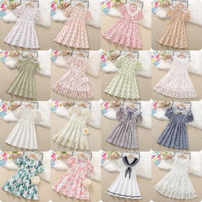 China Wholesale Bear Chef Dress Anti-wrinkle Factory Summer Flower Kids Casual Clothes Bow Baby Princess Quilted Floral Dress for sale