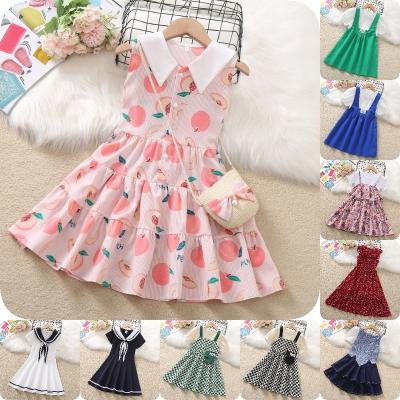 China new factory direct bridesmaid Anti-wrinkle dress bear foreman summer kid casual girl wear flower boy clothes bow little girl princess dres for sale