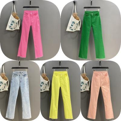 China Factory Wholesale QUICK DRY denim pants women's fashion loose rip piled wide-foot jeans popular for sale