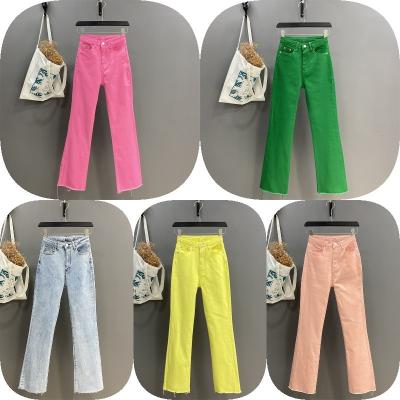 China Factory Wholesale QUICK DRY denim pants women's fashion loose rip piled wide-foot jeans popular for sale