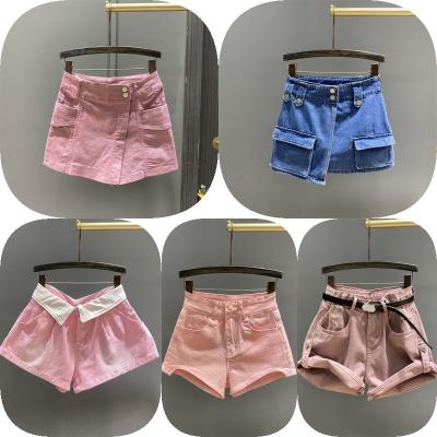 China Factory wholesale 2023 new summer women's casual solid denim breathable high waist shorts, fashion shorts slim type green sexy hot pants for sale