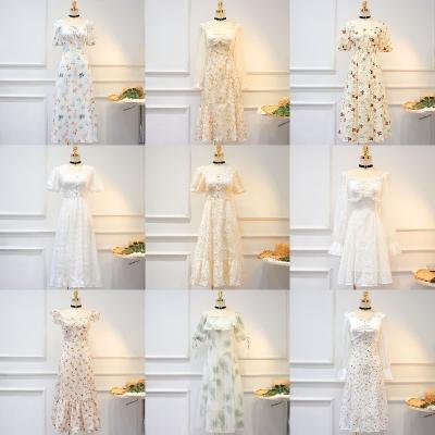 China 2023 Summer Anti-Static Wholesale Hot Selling Floral V-Neckline Slit Ruffled Sleeves Chiffon All-match Casual Dress Women for sale