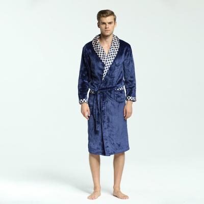 China Factory direct sales men's casual knit fleece fur robe sleep wear bathrobe for sale