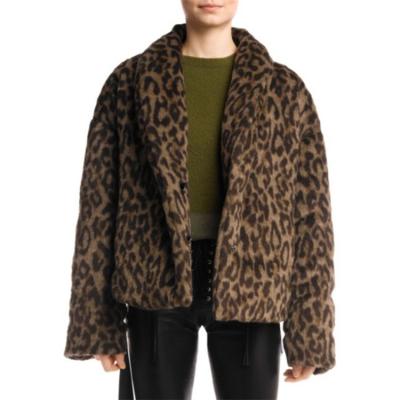 China Sustainable Dropped Shoulders Printed Ladies Winter Faux Fur Leather Jacket for sale