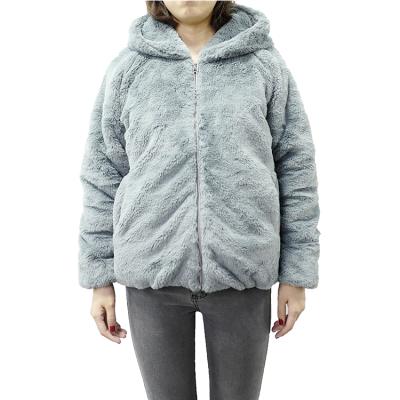 China Viable New Style Cute Women's Warm Faux Rabbit Fur Jacket With Hood For Winter Coat for sale