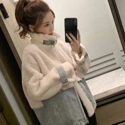 China New Design QUICK DRY Women's Denim Lattice Fur Lattice Women's Denim Weld Jacket For Girls for sale