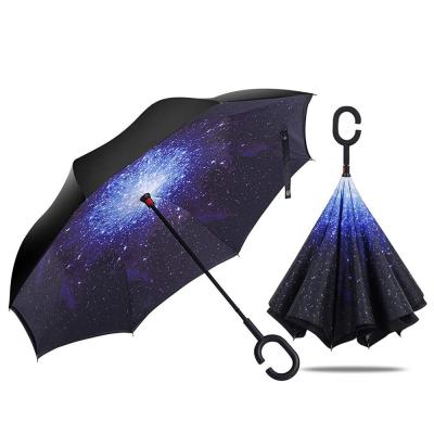 China Minimalist Manual Double Layer Open Reverse Inverted Umbrella Standard Size Inverted Umbrella for sale