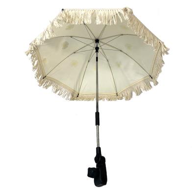 China Minimalist Ovida Kids Baby Beach Umbrella With Tassels Sun Block Baby Stroller Custom Umbrellas for sale