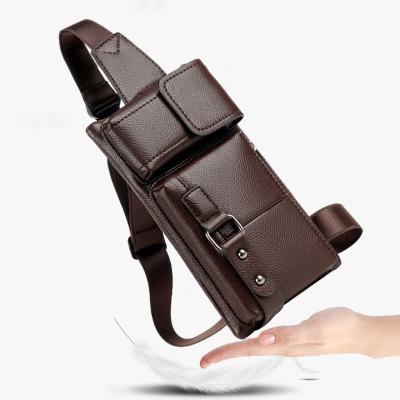 China High Quality Fashion Trend Men's Custom Logo Waist Bag OEM Logo Black Leather Running Pu Leather Belt Fanny Pack For Men for sale